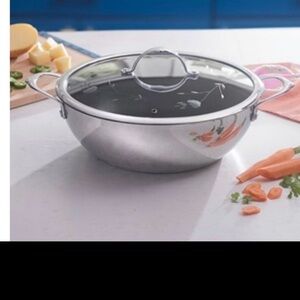 Stainless Steel Cooking Pot non stick with Glass Lid 6qt